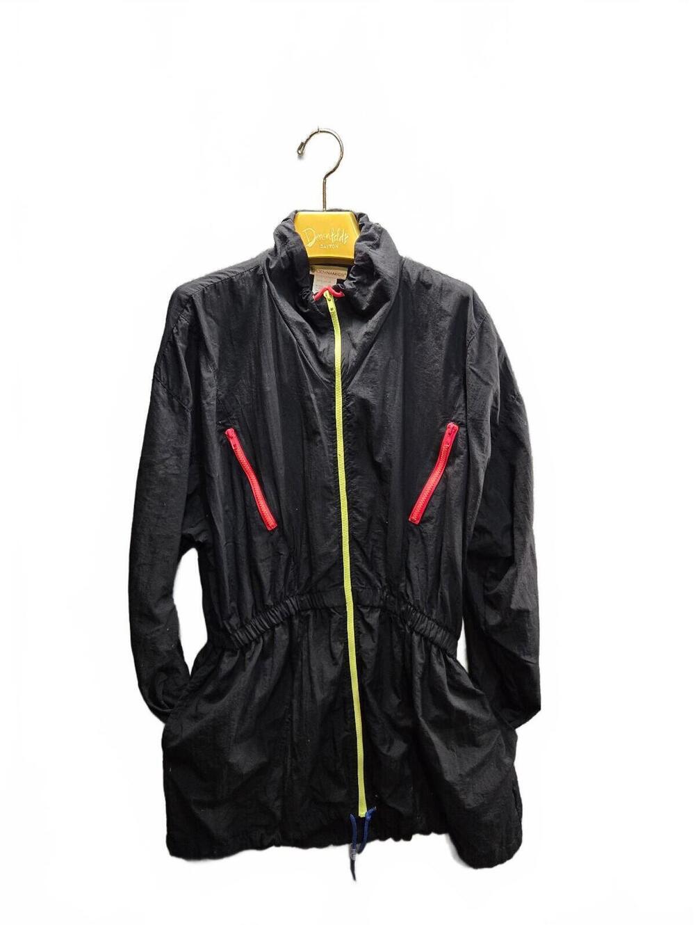 Aerodynamics Black Nylon Lightweight Jacket with Neon Yellow and Red Zippers M/L